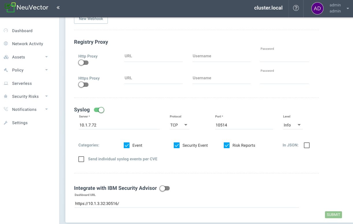 image of the syslog config