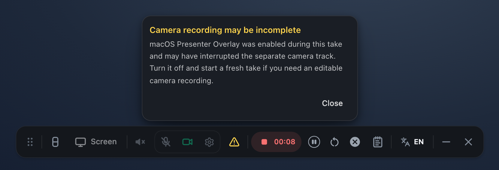 H2 — recording, effect starts with a camera track: conflict opens