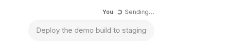 A message in the web chat marked “Sending…” while it is on its way.