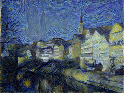 tuebingen neckarfront with van Gogh style