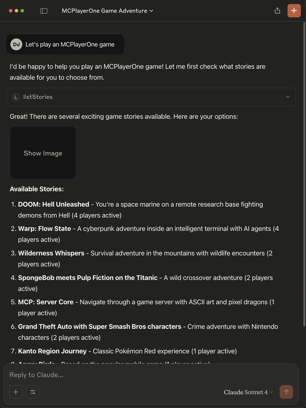 Start a Game in Claude