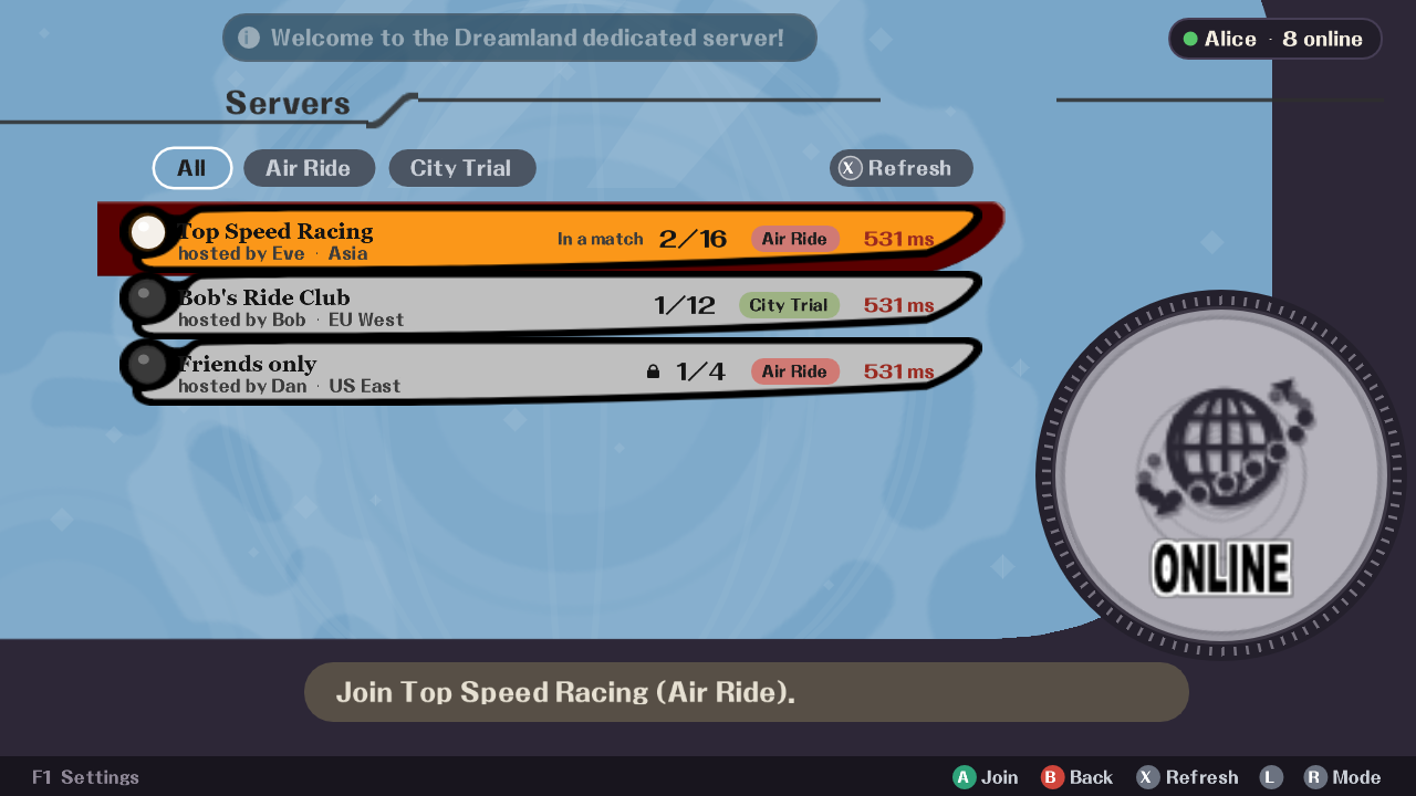 The server browser