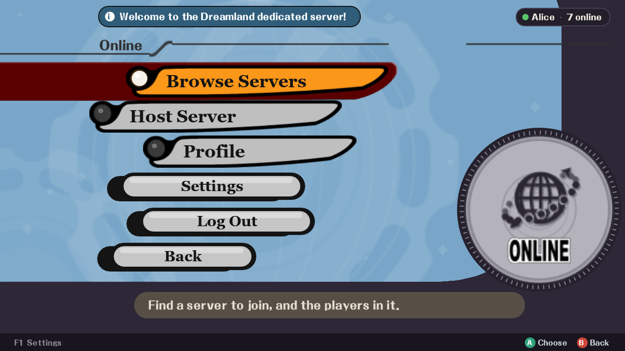 The Online menu