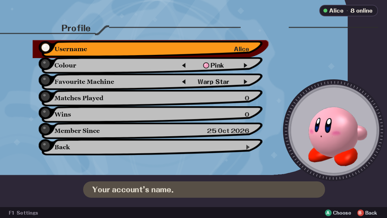 A profile, with Kirby in your colour