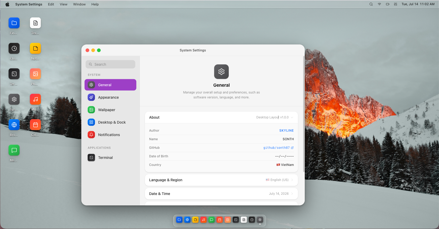 Device Layout Screenshot