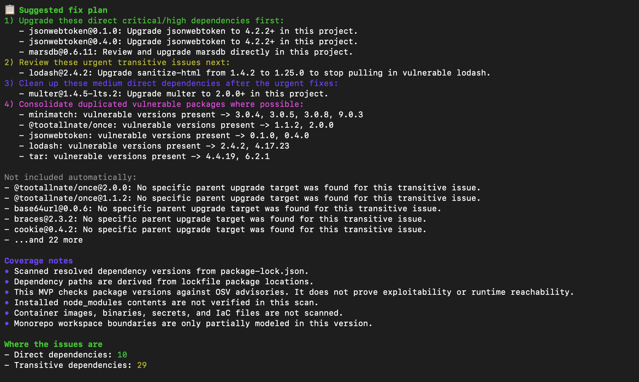 Juice Shop direct fix validation table