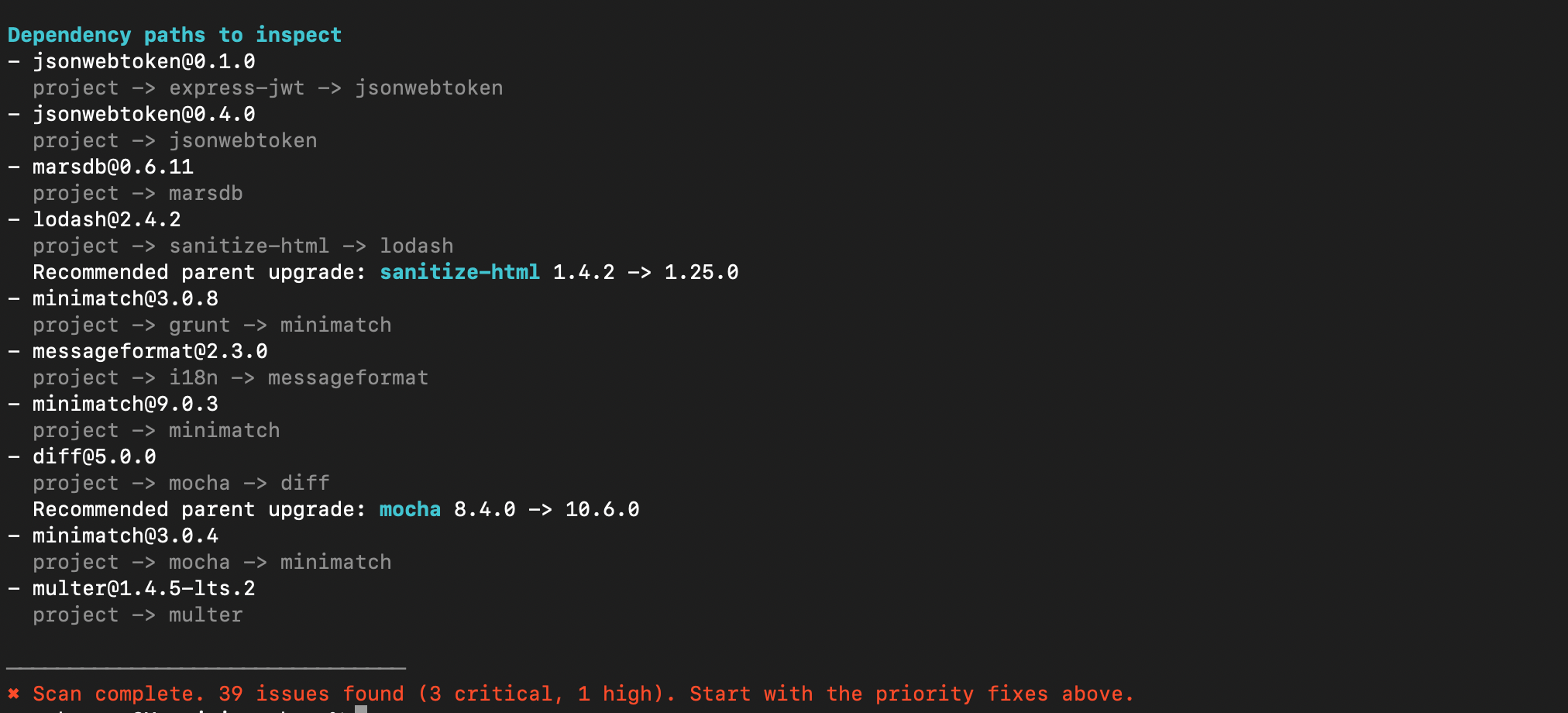 Juice Shop dependency path hints and remaining risk