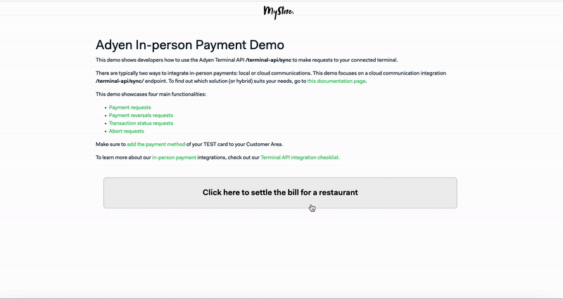 Card In-person Payments Demo
