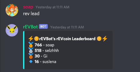 rEVcoin Leaderboard