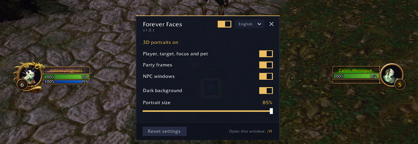 3D portraits and the settings window