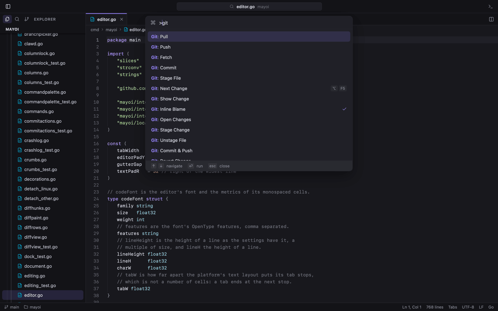 The command palette