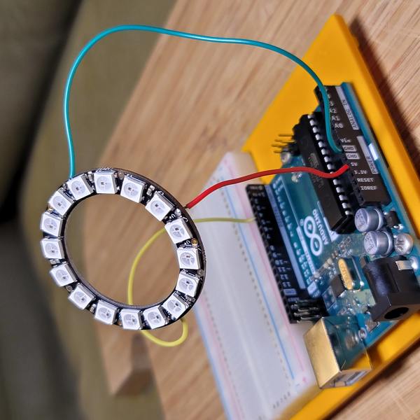 Neopixel 16 LED RGB Ring connected to Arduino