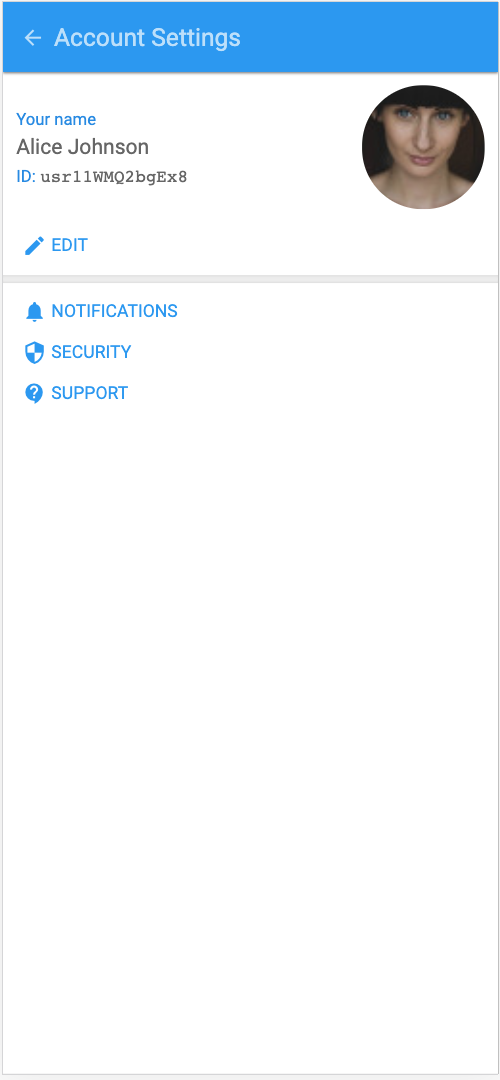 Mobile web: account settings