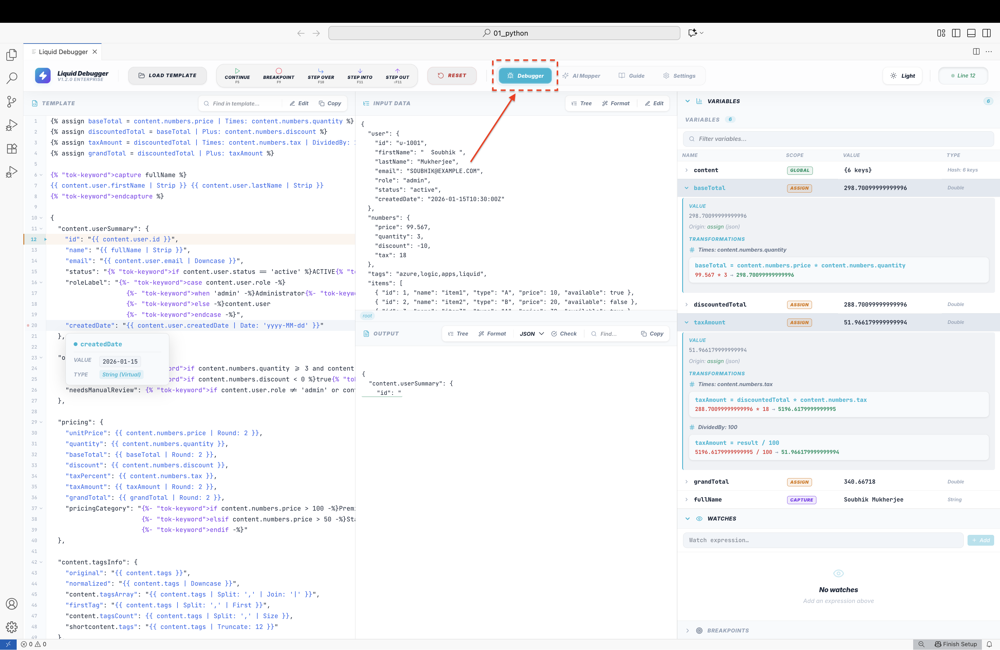 Main Debugger Window