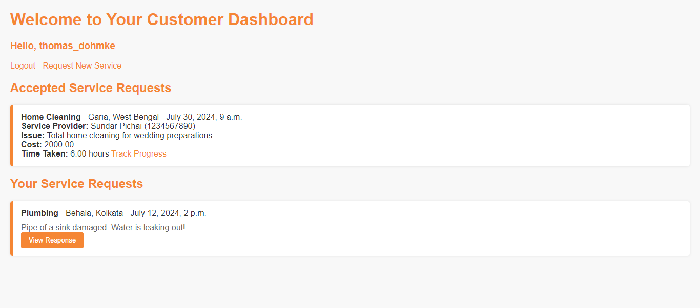 Customer Dashboard