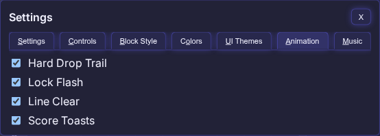 Animation tab