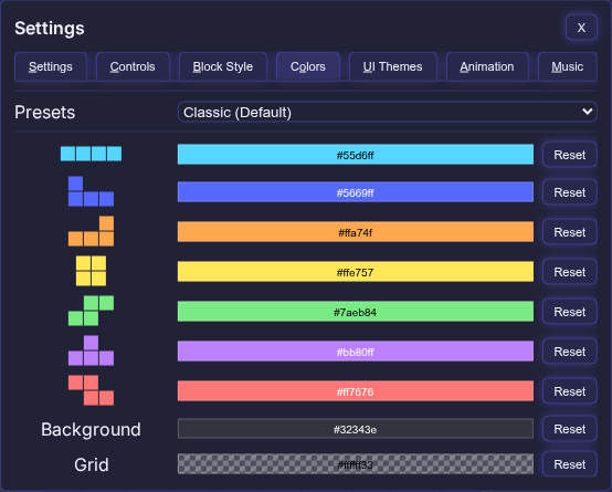Colors tab