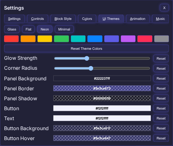 UI Themes tab