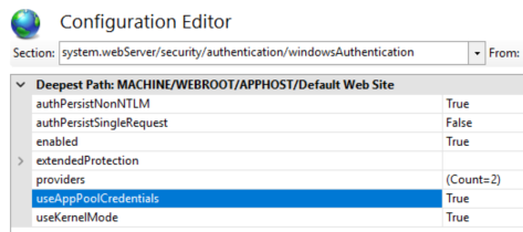 IIS useAppPoolCredentials
