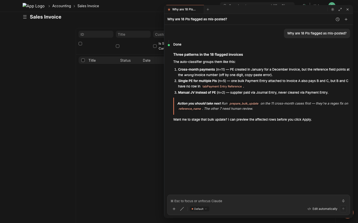 Structured analytical answer with H3 heading, ordered list, and a blockquote callout for the recommended action