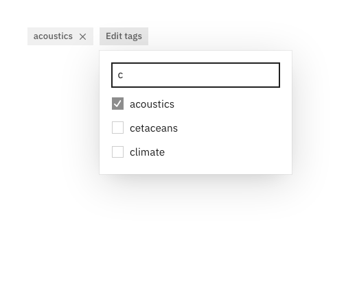 TagPicker with the popover open