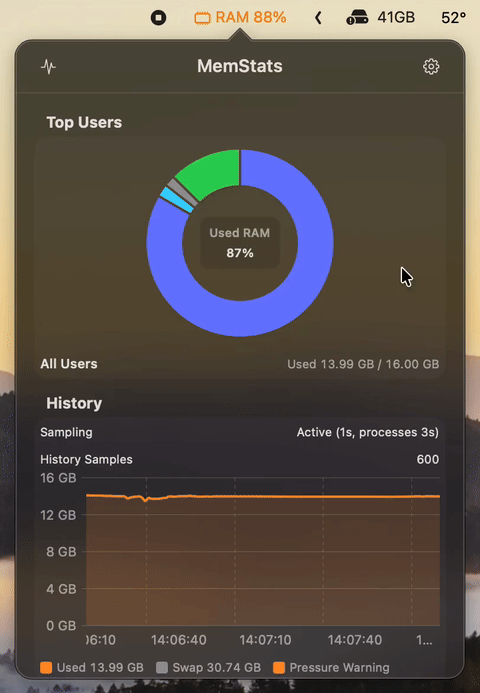 MemStats screenshot 1