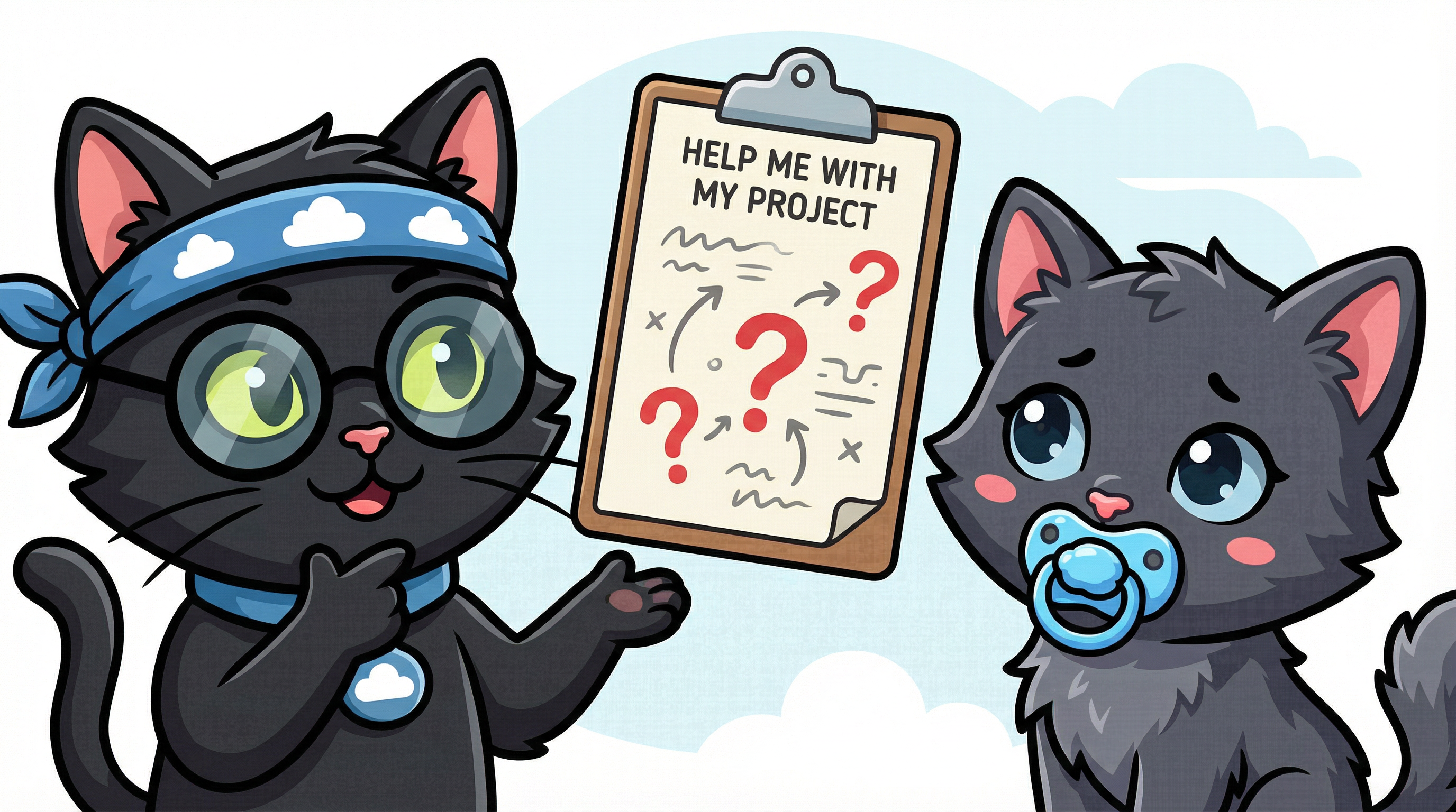 Trufa explains to Paula about the unclear prompt 'Help me with my project'