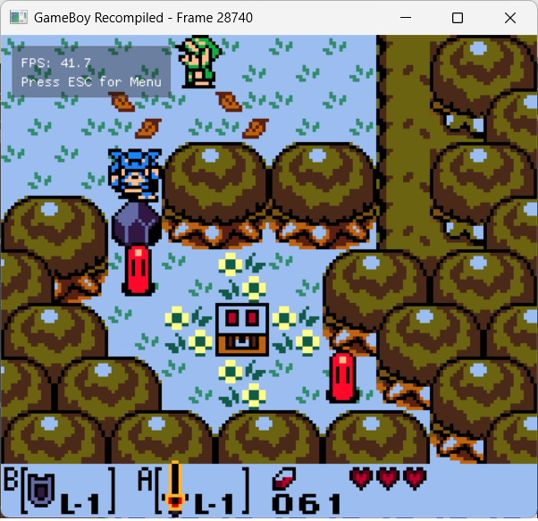 Forest area in Link's Awakening DX static recompilation