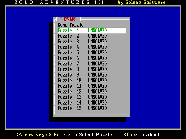 Puzzle select list