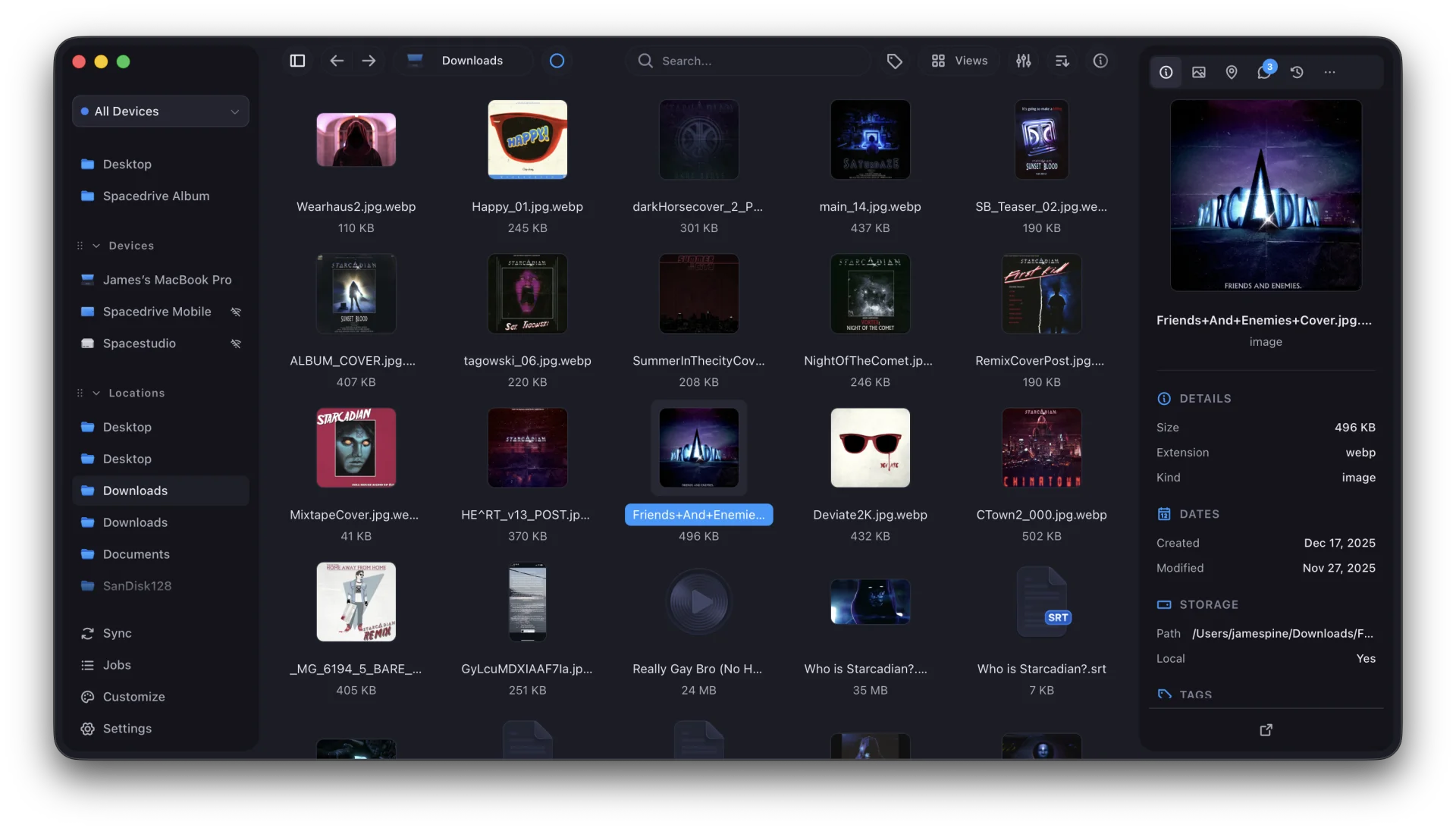 Spacedrive browsing files across devices and locations