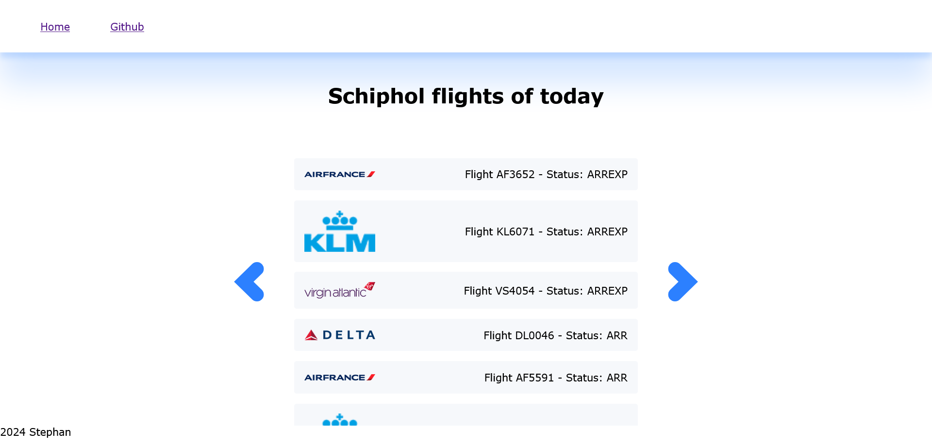 image of the main page with airline logo's