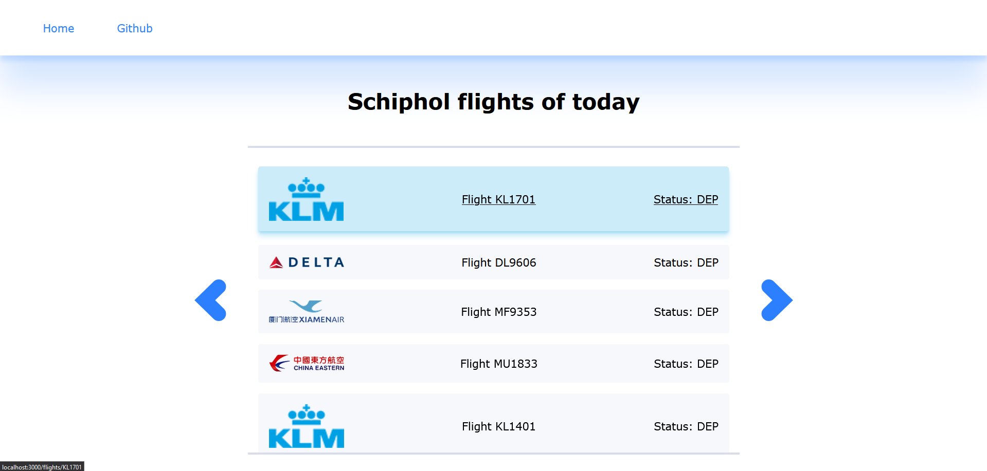 image of the main page with accent color of airliner