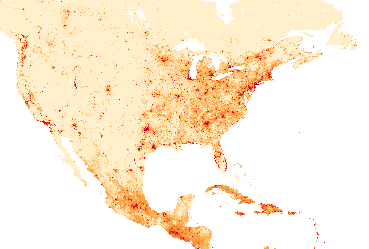 North America population density image
