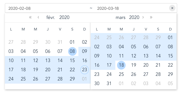 range dates select