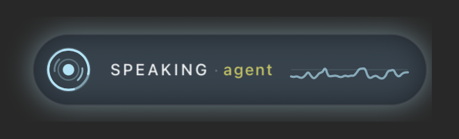 The badge showing SPEAKING with the waveform of the phrase being said