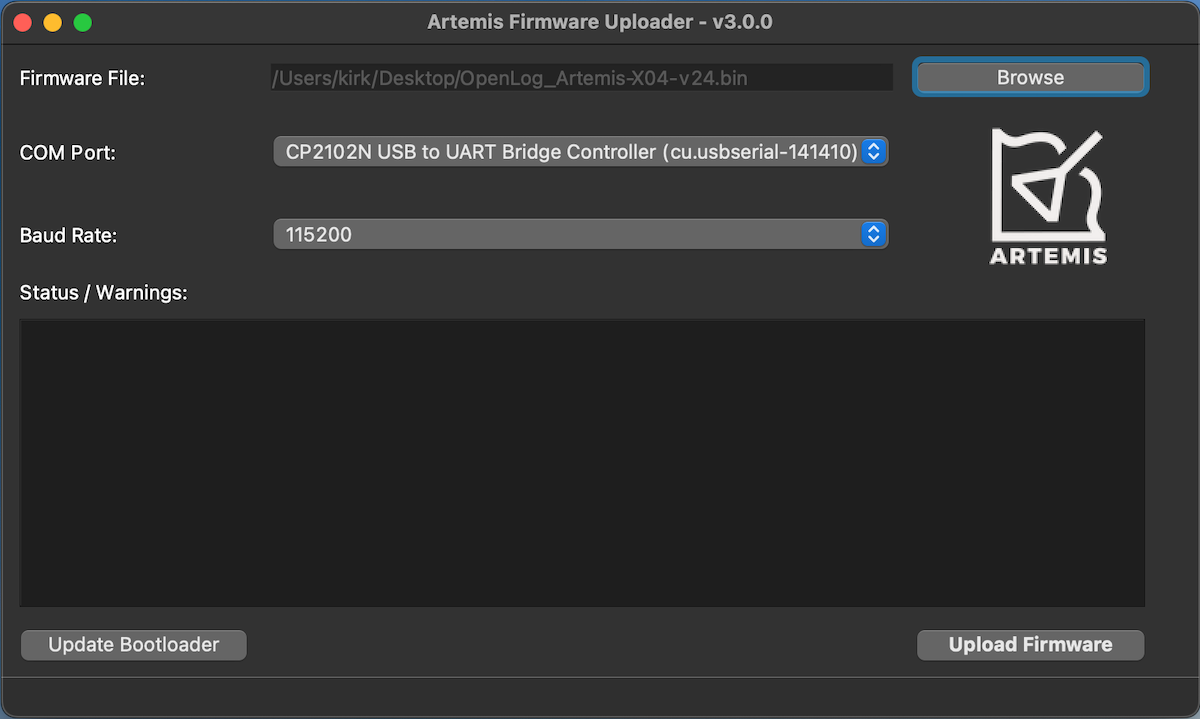 macOS Artemis Uploader
