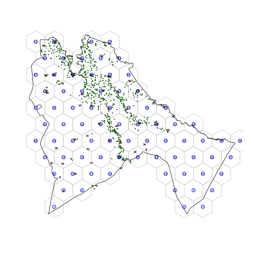 Sampling map of Sennar at d = 15 kms