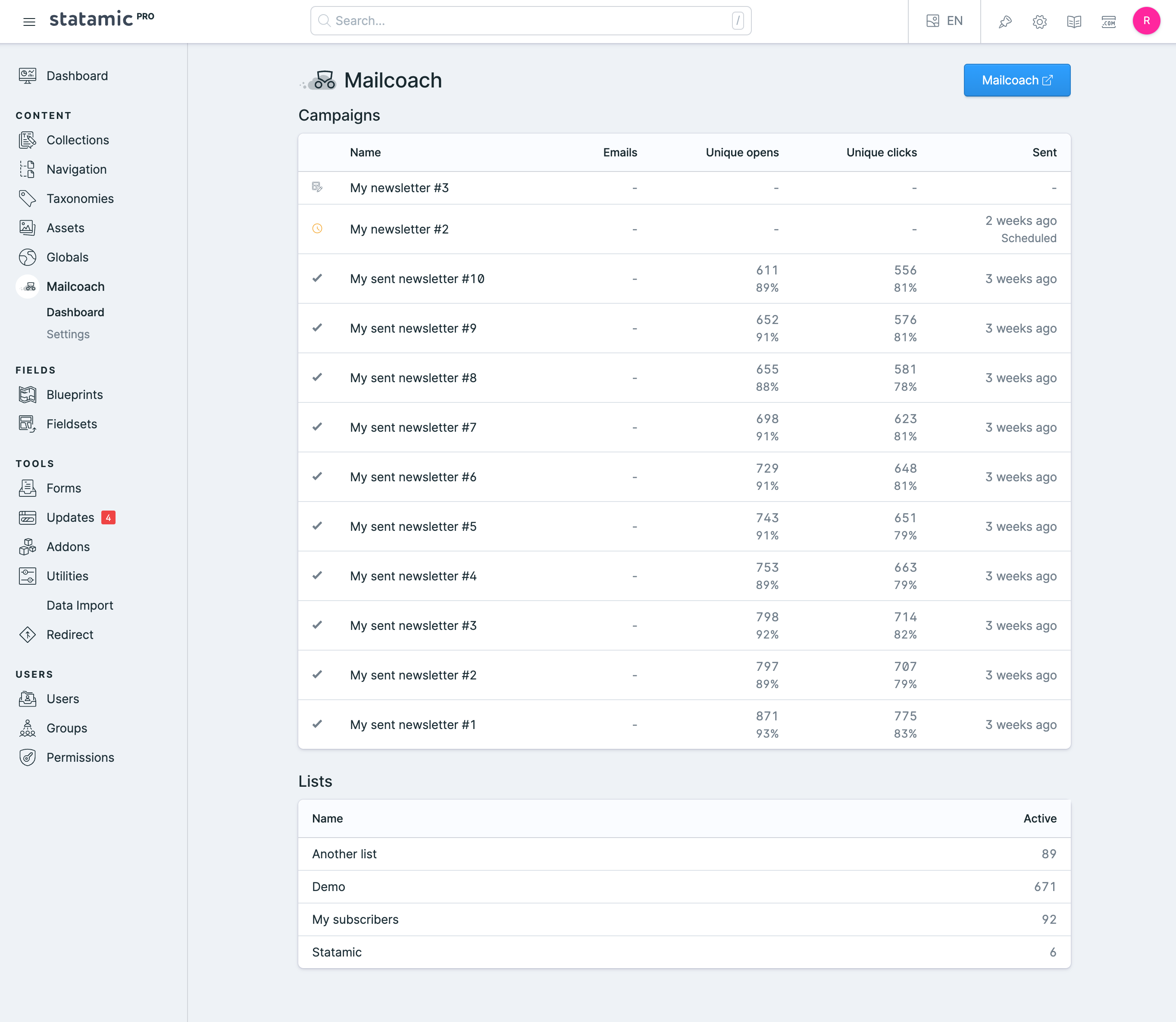 Mailcoach - a Statamic Addon