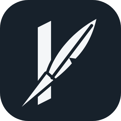 Skald logo: a quill crossing a carved stave