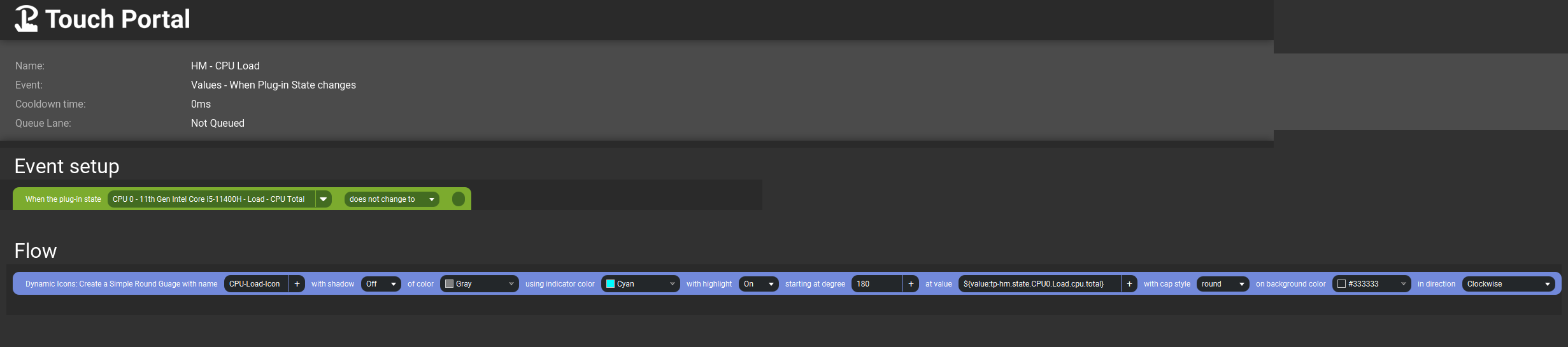 CPU Load Dynamic Icon Event