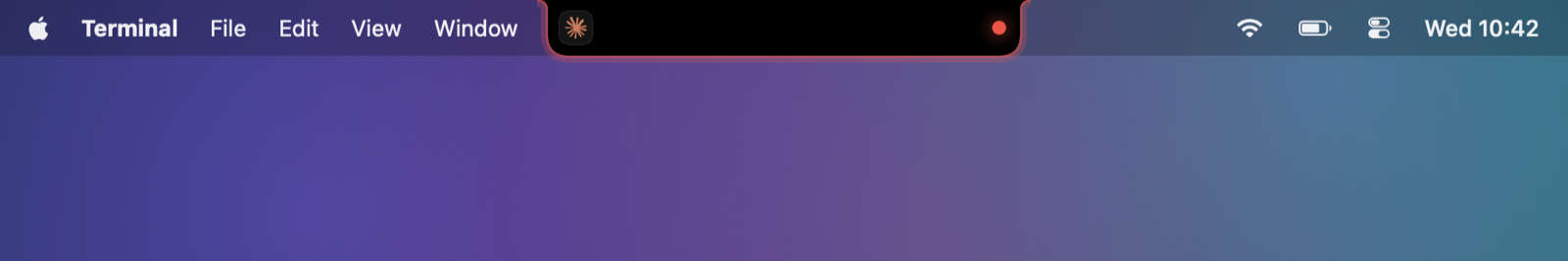 The closed notch with the Claude mark and a red dot beside it, its edge glowing red