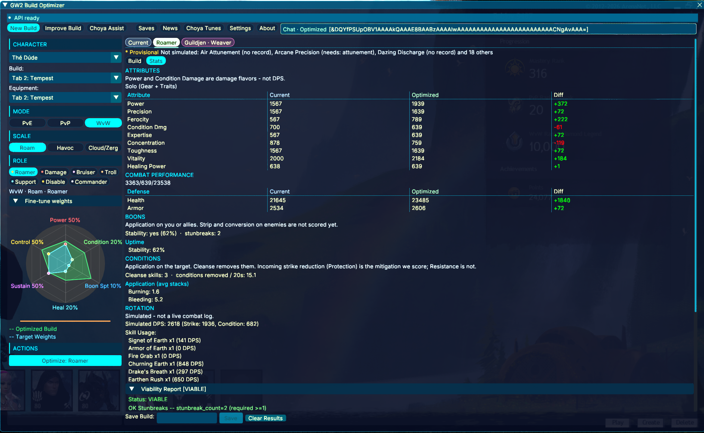 Stats comparison