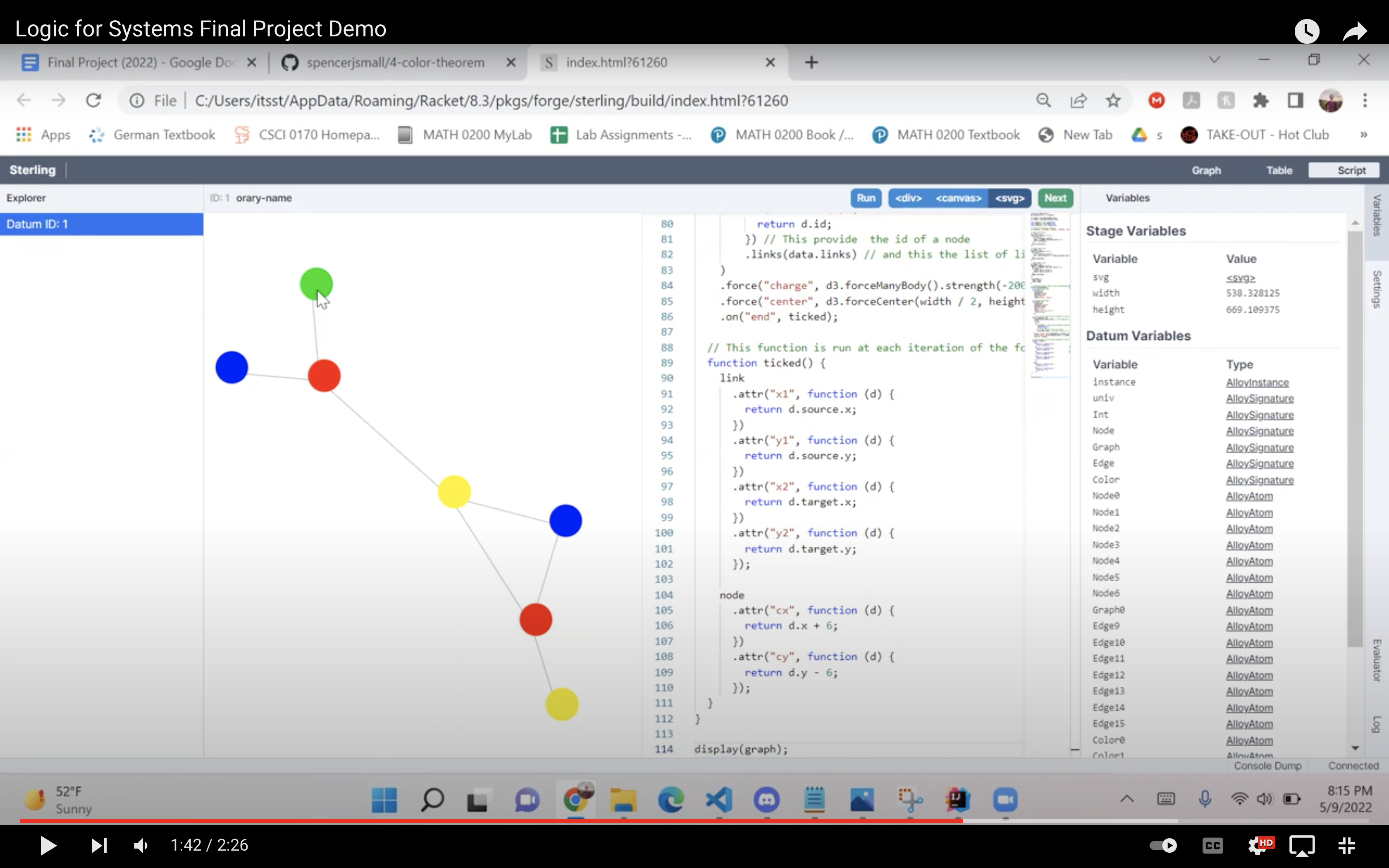 Video walkthrough of visualizer