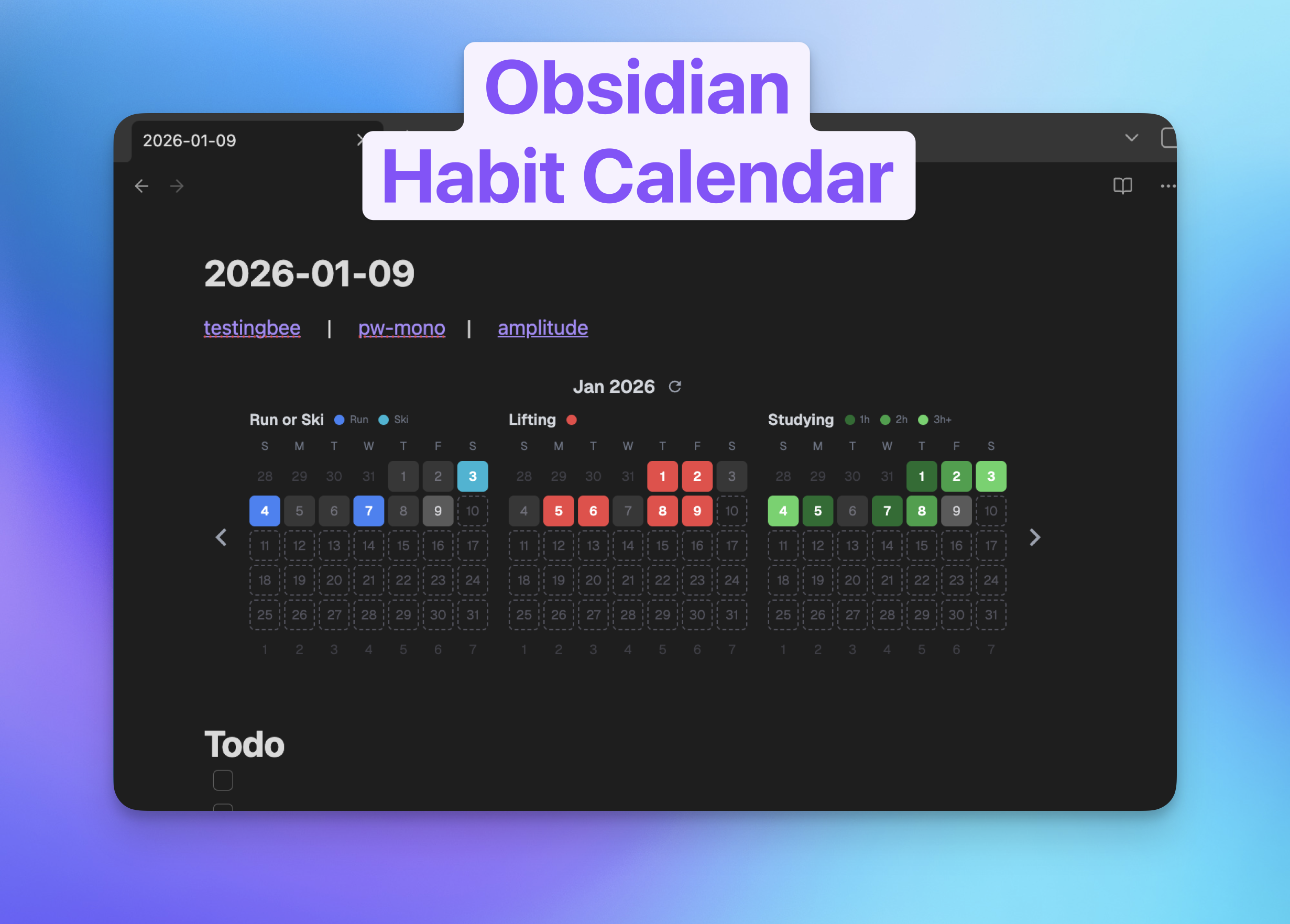 Obsidian Habit Calendar