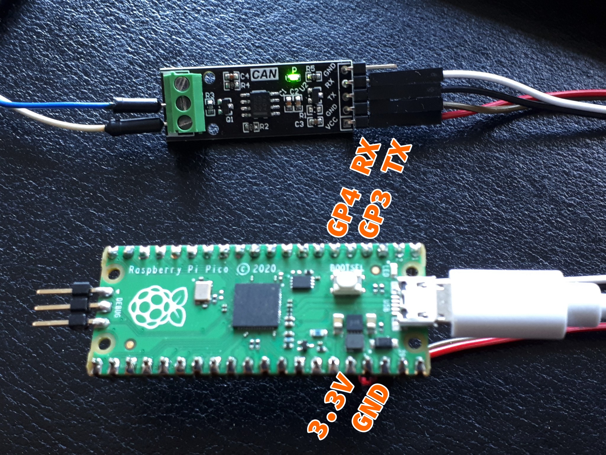 CAN transceiver connection to Raspberry Pi Pico