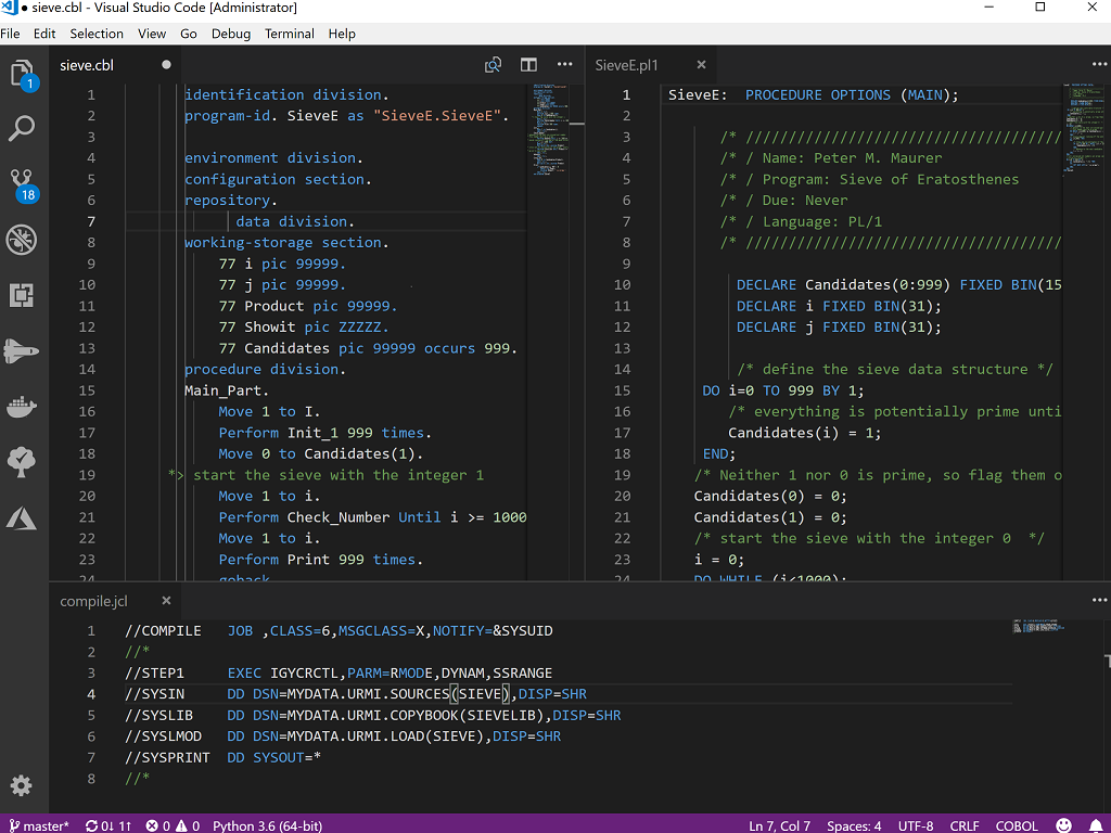 COBOL Source editing for Visual Studio Code