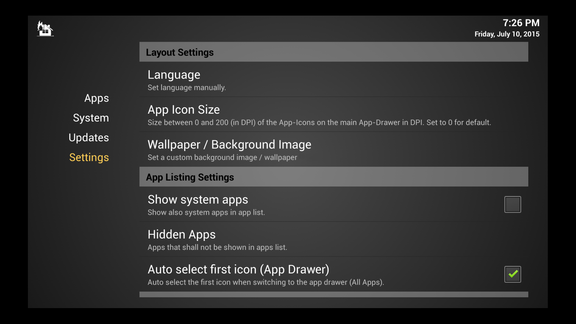 Screenshot of AppStarter