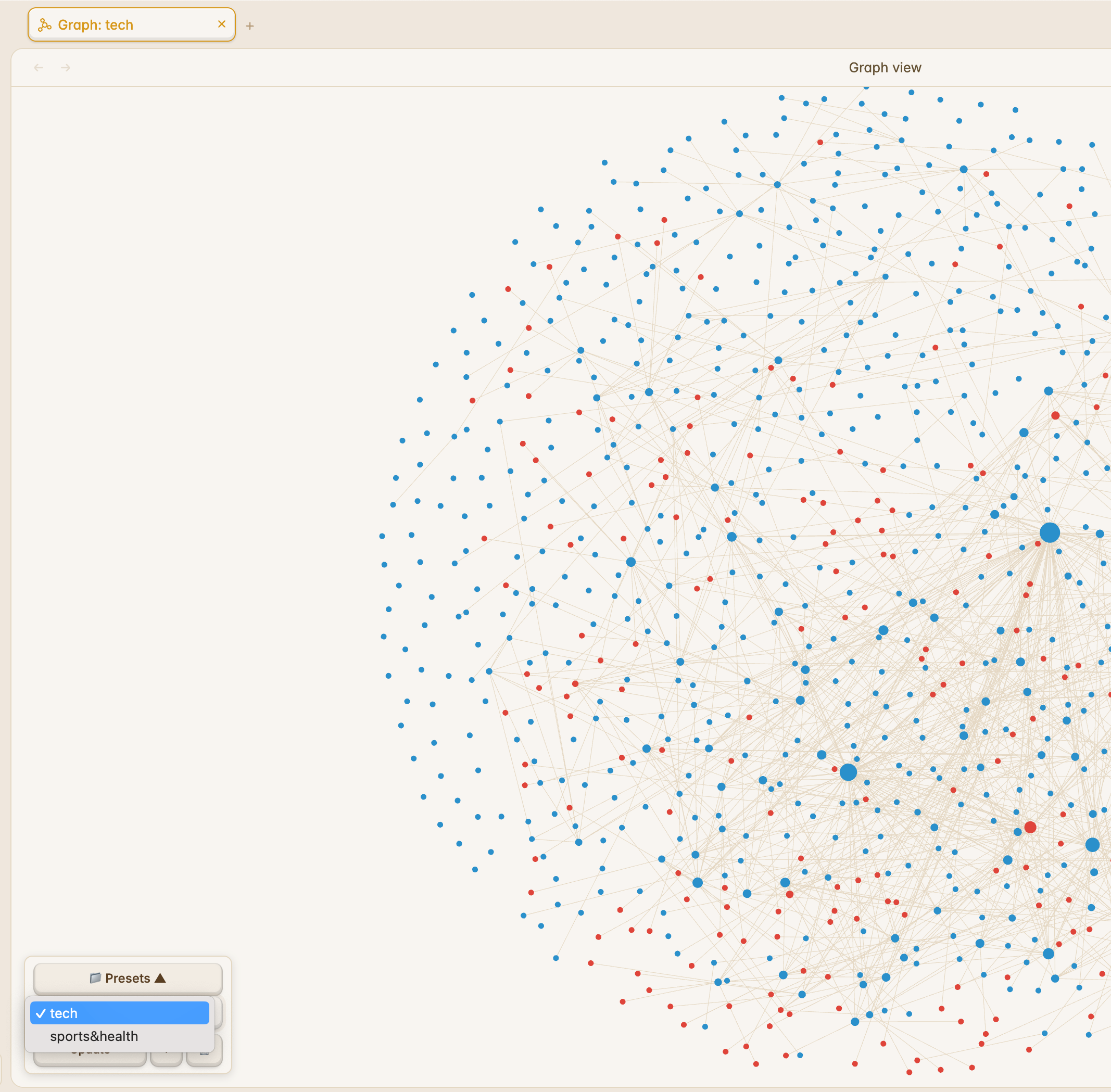 Graph Presets panel in Obsidian Graph View