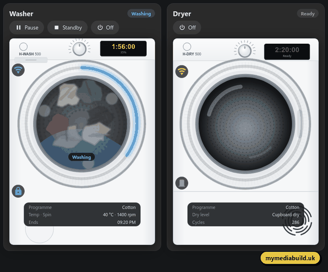 Washer and dryer card demo