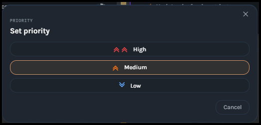 Priority picker modal